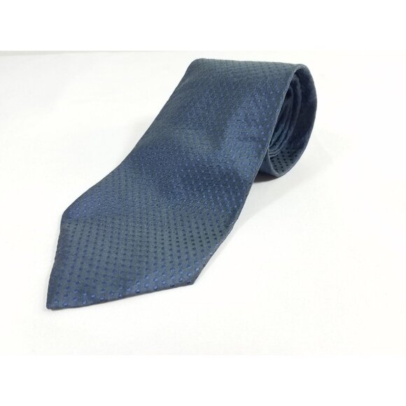Donna Karan Signature Mens Necktie Silk Blue Dots vintage tie Made in USA - Picture 5 of 5